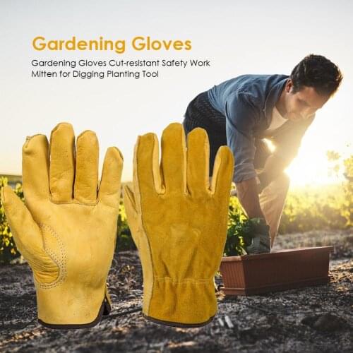 Hot Sale Gardening Gloves Thick and Strong Soft Cowhide Leather Cut-resistant Safety Digging Planting Work Tool Gardening