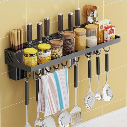 Kitchen Rack Wall-Mounted Storage Knife Holder Multifunctional Punch-free Household Seasoning Rack Chopstick Holder Wall Rack