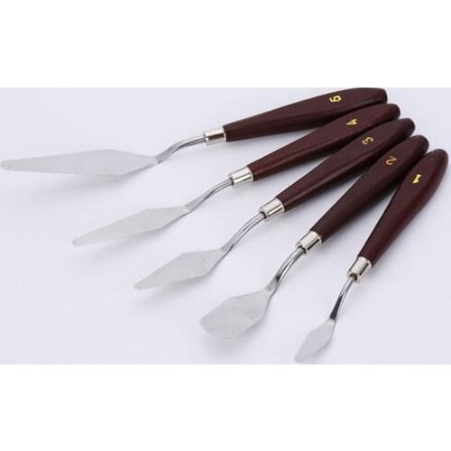 5pcs Painting Mixed Palette Knife Stainless Steel Scraper Spatula Drawing Art Supplies For Artist Oil Canvas Paint Color Mixing