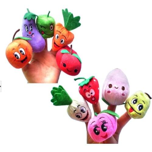 New 100pcs/Set Different Styles Fruit Vegetable Finger Puppet Set for Kid Children Unisex Finger Toys Education Toy