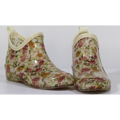NEW Fashion Flower Adult Outdoor Slip-proof Waterproof Wear-resistant Womens Rain Boots Rubber Casual Flat Covered Glue Shoes