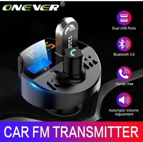Onever Car Fm transmitter Bluetooth 5.0 Car Mp3 Player modulator Adapter Battery Voltage TF Card hands-free Dual USB Smart chip