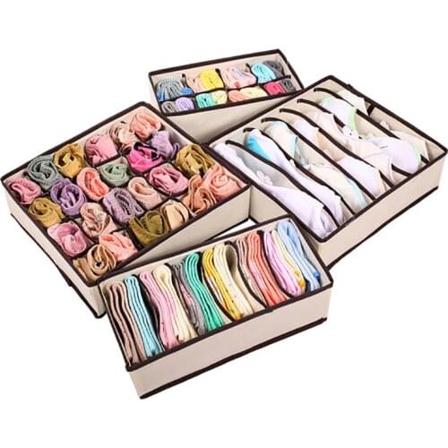 4pcs Multi-size Bra Underwear Organizer Foldable Home Storage Box Non-woven Wardrobe Drawer Closet Organizer For Scarfs Socks