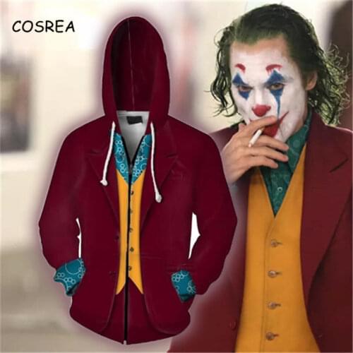 The Joker Origin Movie Cosplay Joaquin Phoenix Costume Joker Hoodie Sweatshirt Coat Men Female Joker Costume