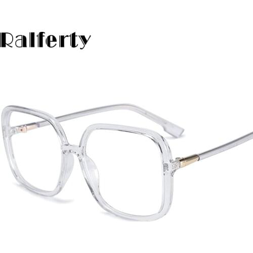 Ralferty Womens Eye Glasses Frame Oversized Big Square Female Clear Transparent Glasses Optical Lens Frames No Diopter D8831