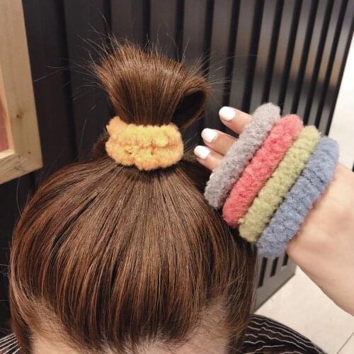 1PC Han Edition Colour Woolball Autumn and winter Women Hair Accessories Candy Color lovely Maiden Elastic Hair Bands