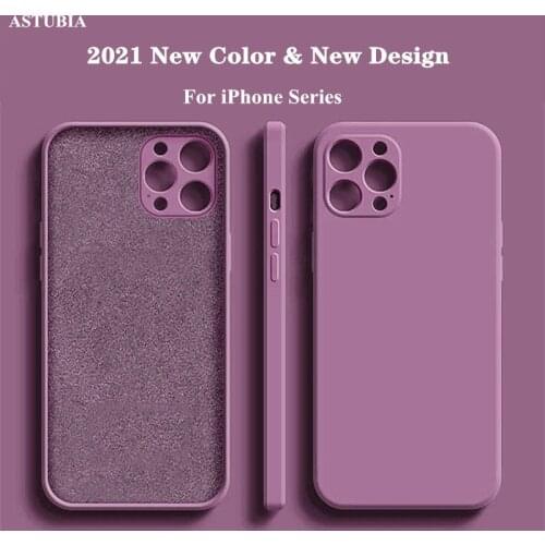 ASTUBIA Square Liquid Silicone Case For iPhone 11 12 Pro Max Mini Full Protector Case For iPhone XS MAX X XR 8 7 PLUS SE2 Cover