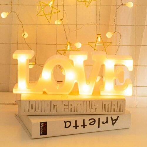 LOVE LED Night Light Desktop Ornaments Lamps for Proposal Wedding Festival Arrangement Home Kid Bedroom Bedside Table Decoration
