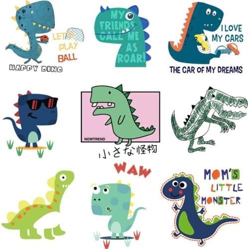 Thermal Patches Dinosaur Tyrannosaurus Stripes Badge Decal Decoration Appliqued Iron On Patches On Clothes Stickers For T-Shirt