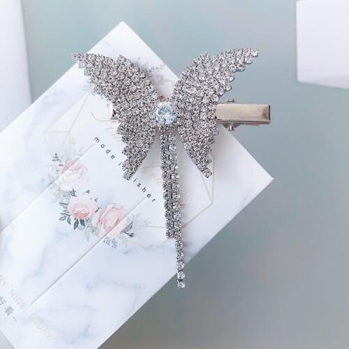 Hair Clip for Women Fashion Bow Water Crystal Hairpin Light Luxury Charm Tassel Girl Earrings Jewelry Accessories Wholesale