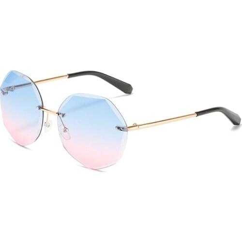 2021 Rimless Sunglasses Female Gradient Polygon Sun Glasses Women Eyeglasses Alloy Legs Frameless Trimmed