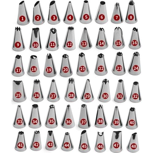 Cake Decorating 10/24/48Pcs/set Good Quality Stainless steel Icing Piping Nozzles Pastry Tips Set Cake Baking Tools Accessories