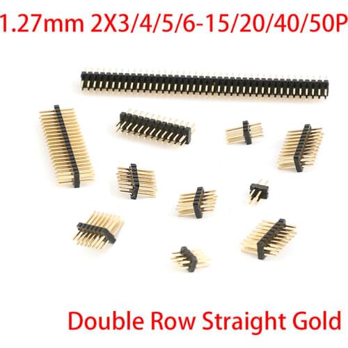 100pcs 2x36P 1.27mm Pitch 0.05" Straight Gold plated Rohs Double Row Single Plastic Du Pont PCB Male Pin Header Connector