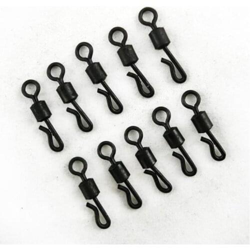 100PC Large long body Q-Shaped Black Color Quick Change Swivels For Carp Fishing Size 8# Fishing Accessories Pesca Accesorios 7