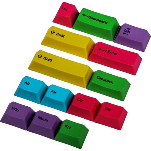 14 Key Colorful RGBY CMYK Cherry Profile Dyed PBT Dye Sub Modifiers Keycaps For Cherry MX Mechanical Keyboard