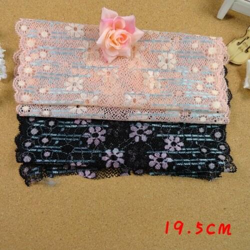 19.5cm high quality elastic jacquard lace, color mix spandex lace, nations style colorful lace trimming