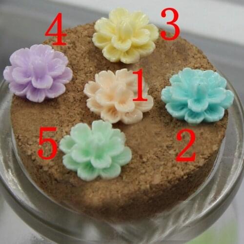 60pcs/lot 5 color optional Cabochon Resin Flowers Flatback Scrapbook Fit Phone Embellishment Jewelry accessories 13mm 004004037