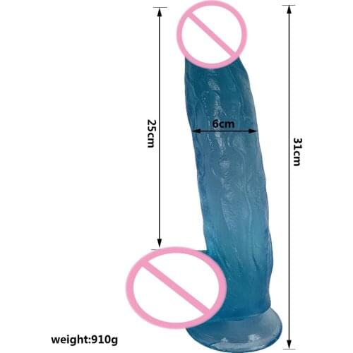 AMABOOM 31*6cm Giant Super Thick Big Dildo Realistic Huge Dildos Transparent Soft Penis Dick Anal Butt Massage Vaginal Sex toy