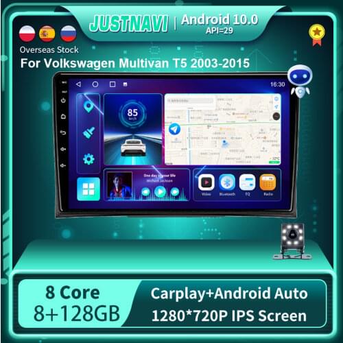 6G 128G Android 10.0 Car Radio Player For Volkswagen Multivan T5 2003-2015 Auto GPS Stereo DSP Carplay 4G WIFI Serero 9" No DVD