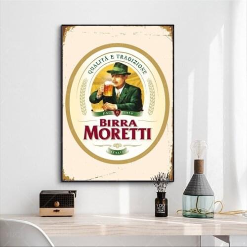 Birra Moretti Italian Italy Beer Vintage Retro Tin Sign Metal Sign Metal Poster Metal Decor Wall Sign Wall Poster Wall Decor