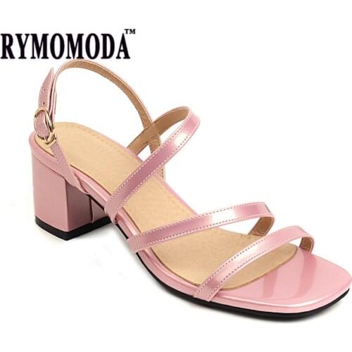 Womens Sandals Summer Shoes for Women 2021 Fashion Designer Luxury Ladies 5cm Medium Heels Plus Size 44 45 46 Wholesale
