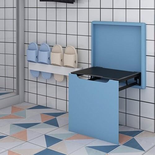 Household Ultrathin Wall Mounted Aluminum Alloy Folding Stool Casual Porch Shoe Footstool Bathroom Furniture Folding Chair