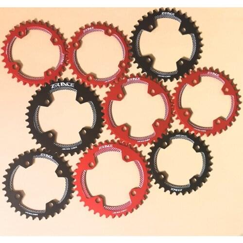 ZRACE Chainring 104BCD 96BCD AL7075 CNC MTB Round Chainwheel Narrow Wide Teeth 32T/34T/36T/38T for Single Crankset Red&Black