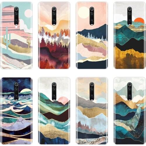 Art Mountain Aesthetic Moon Back Cover For Xiaomi Redmi 7 7A K20 Pro GO Y2 Y3 Soft Silicone Phone Case For Xiaomi Note 7S 7 PRO