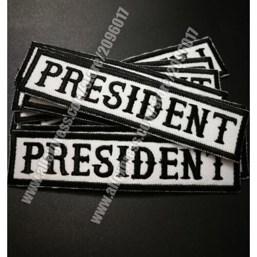 BLACK CUSTOMIZED SONS OF PRESIDENT PATCHES BADGES Embroidered Iron On BIKER Patches DIY CLOTHING ANARCHY STICKER ACCESSORY