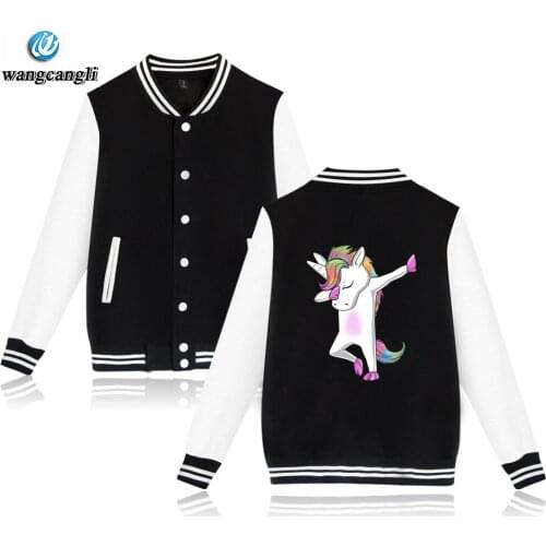 Unicorn Baseball Jacket for Girls Brand Clothing Men Women Clothes Outerwear Sweatshirt Jackets & Coats for Kids Girls