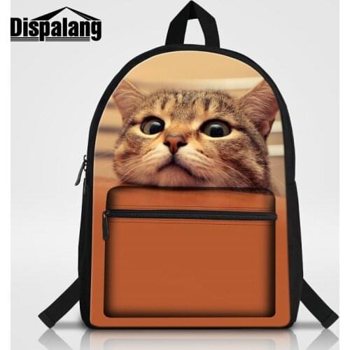 Dispalang Cute Cat Animal Prints School Bag For Teenagers Womens Large Rucksack Girls Custom DIY Image Laptop Backpack 14 Inch