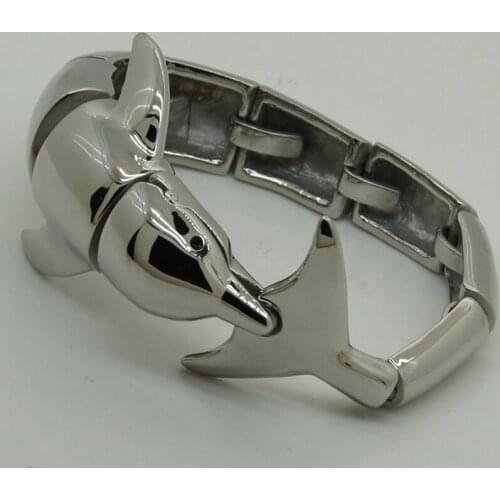 Friendly extremely shiny dolphine 316L stainless steel men/boy bike bracelet