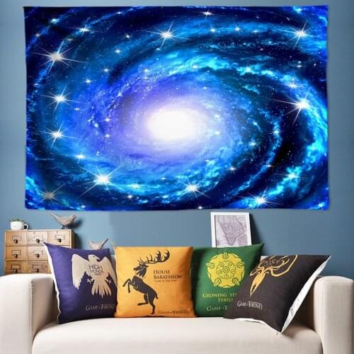 Galaxy Tapestry Mandala Bohemia Wall Hanging Blue Starry Vortex Elk Psychedelic Tapestry Wall Art Decoration Tapestries Wall Rug