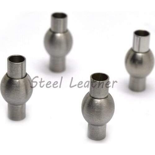 Engrave Logo 20pcs/lot Hole: 4mm Stainless Steel Magnetic Buckle Clasps Jewelry Finding Cylindrical Leather Cord Bracelet clasp