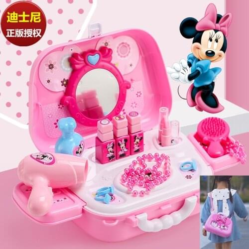 Disney backpack toy genuine cartoon Minnie mouse makeup dressing table makeup box girls makeup toy Christmas present