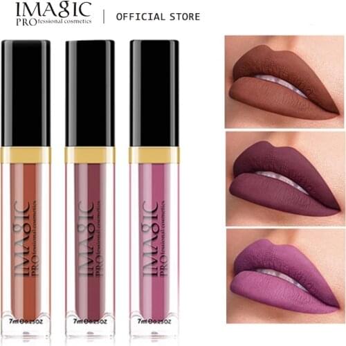 IMAGIV Liquid Lip Gloss Makeup 3pcs Lipstick Hot Color Sexy Matte Lipstick Waterproof Long Lasting Lipstick