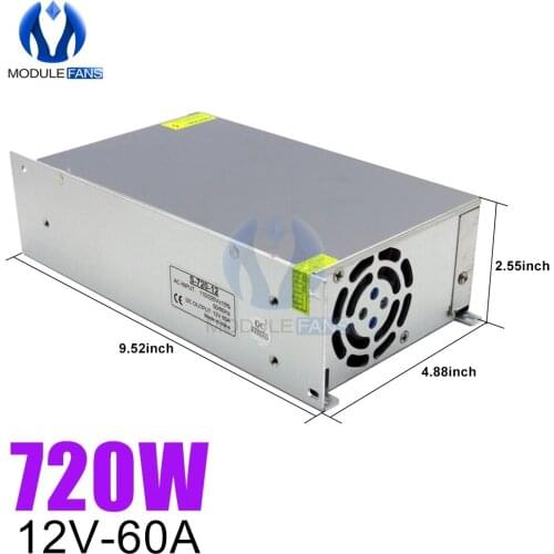 AC To DC 12V Switching Power Supply S-720-12 Metal Shield 60A/720W LED Security Monitoring Voltage Regulator Stabilizer