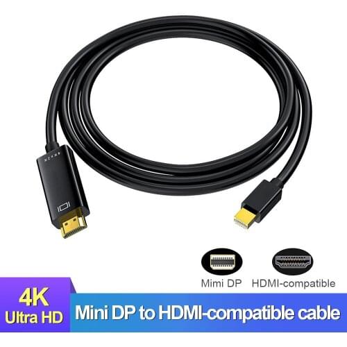 TOMTIF 4K Mini DP To HDMI-compatible Cable Converter TV PC 1.5m 3m Mini Displayport To HDMI-compatible 4k 60hz Cable Adapter