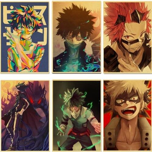 Canvas Painting Janpnese Anime My Hero Academia Retro Poster Wall Art Posters and Prints Nordic Bedside Room Decoration