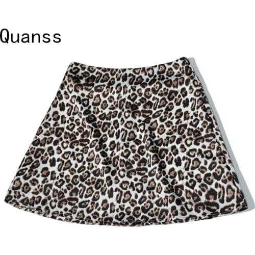 Quanss Leoprad Floral Print High Waist Mini Skirt Women 2021 Fashion Summer Streetwear Sexy Bodycon Club Satin Short Skirts
