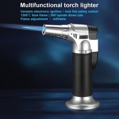 High Jet Flame Butane Gas Refillable Adjustable Butane Jet Torch Lighter Metal Spray Paint Multiple Uses BBQ Flame Ignition Tool