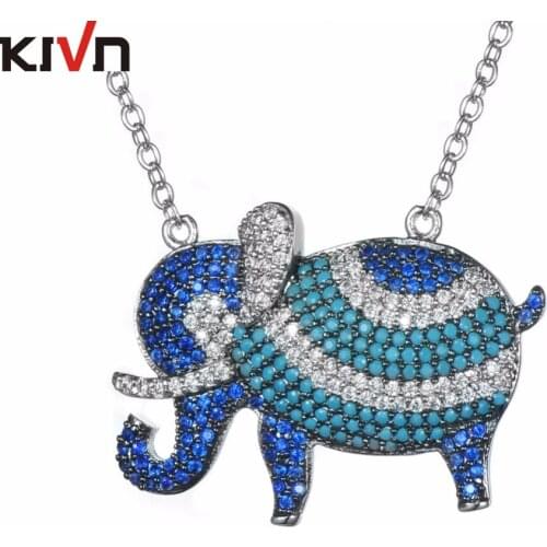 KIVN Fashion Jewelry CZ Cubic Zirconia Animal Cute Elephant Womens Girls Wedding Bridal Pendant Necklaces Birthday Gifts