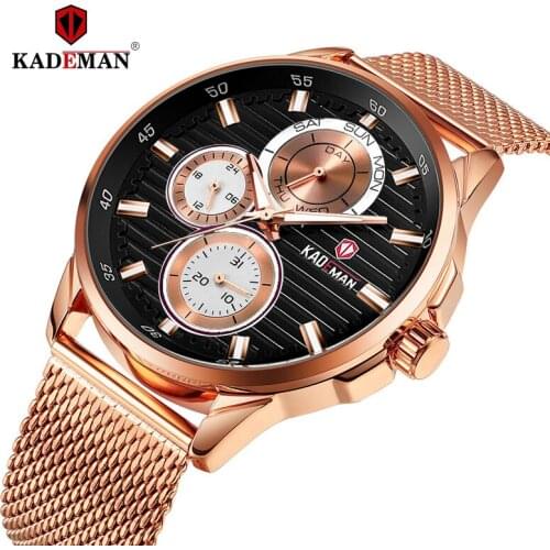 KADEMAN Luxury Mens Watches Casual Business Male Waterproof Full Steel Mesh Belt Sport Wrist Brand Fashion Relogio Masculino