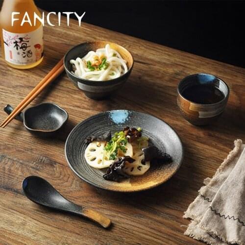 FANCITY Hotel restaurant set-up set for one person Japanese tableware rice bowl plate bone dish couple household single