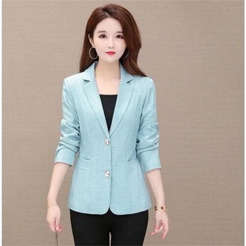 Autumn Womens Blazer Jacket 2021 New Solid Single breasted Long Sleeve Suit Plus Size XL-5XL Womens Blazer Coat Mother Costume