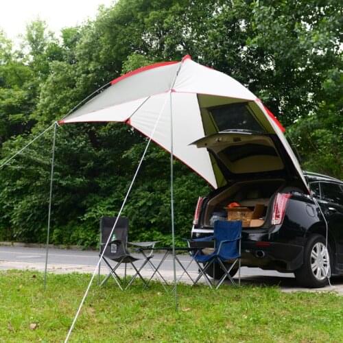 Portable Waterproof Car Rear Tent Outside Camping Shelter Outdoor Car Tent Trailer Tent Roof Top for Beach Umbrella Car Tent