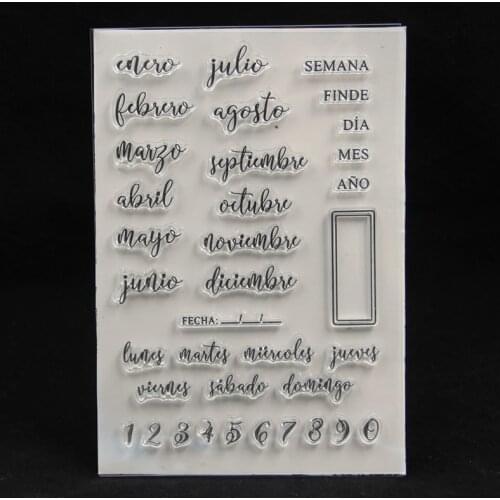 ZFPARTY Spanish Monthes Transparent Clear Silicone Stamp for DIY scrapbooking/photo album Decorative card making
