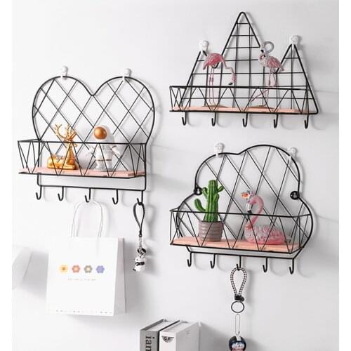 Nordic Iron Porch Key Storage Decoration Shelf Wall Perforated Wall Ornaments Pendant Ornaments Storage Rack