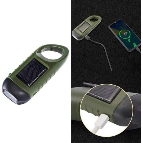 LED Flashlight Hand Crank Dynamo Torch Lantern USB Charging Solar Power Tent Light For Outdoor Camping