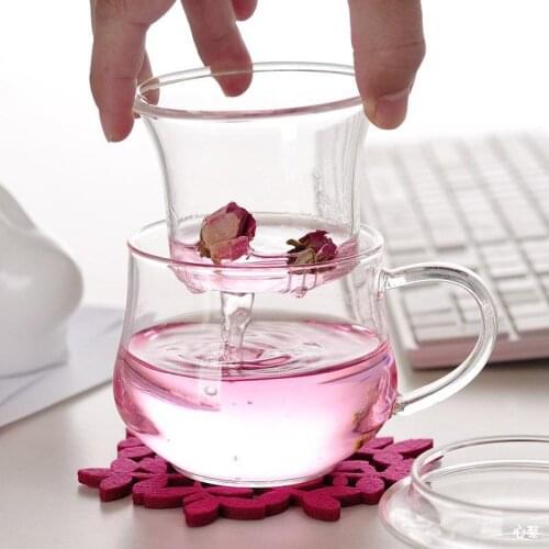 400ml Heat-proof Glass Filter Tea Resistant To High Temperature Zone Tea Flask with Lid Officers Use Single-layer Tea Cups